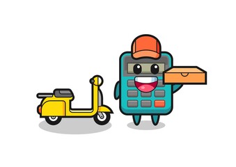 Character Illustration of calculator as a pizza deliveryman