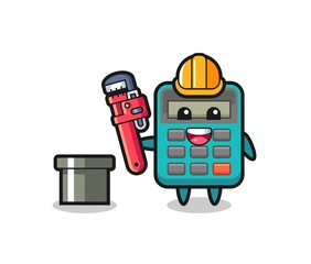 Character Illustration of calculator as a plumber