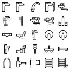set of vector icons of faucets and bathroom equipment