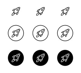 rocket line icon set, rocket symbol vector for web	