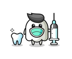 Mascot character of ghost as a dentist