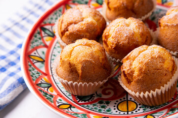 Muffins with sugar baked in a spanish bakery.