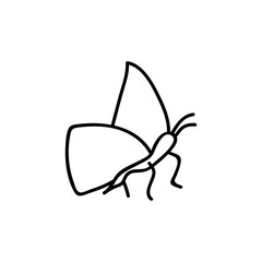 Single hand drawn butterfly. Doodle vector illustration. Isolated on a white background.