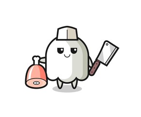 Illustration of ghost character as a butcher
