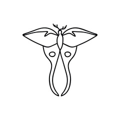 Single hand drawn butterfly. Doodle vector illustration. Isolated on a white background.