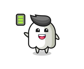 ghost mascot character with energetic gesture