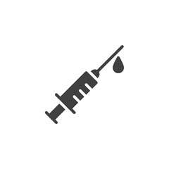 Syringe injection with medicine drop vector icon