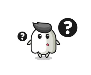 Cartoon Illustration of ghost with the question mark