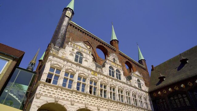 Beautiful historic buildings in the city center of Lubeck - travel photography