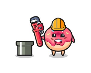 Character Illustration of doughnut as a plumber