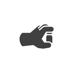 Hand with medicine bottle vector icon