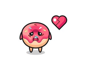 doughnut cartoon illustration is broken heart