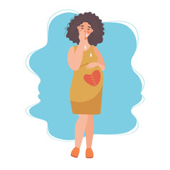 pregnancy loss, abortion, Miscarriage concept. Woman is crying in hospital or clinic. She lost her child. Flat Vector illustration.