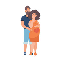 pregnancy loss, abortion, Miscarriage concept. Woman is crying in hospital or clinic. She lost her child. Flat Vector illustration.

