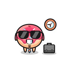 Cartoon mascot of doughnut as a businessman