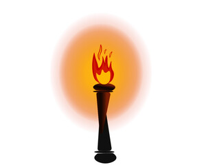 flaming torch throwing glow of light 
