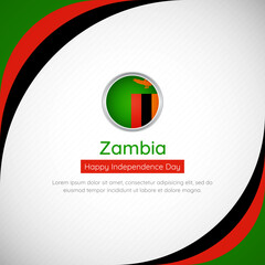 Abstract Zambia country flag background with creative happy independence day of Zambia vector illustration