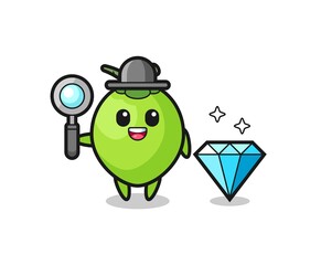 Illustration of coconut character with a diamond