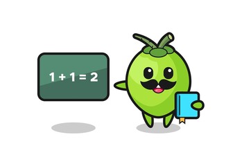 Illustration of coconut character as a teacher