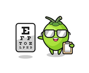 Illustration of coconut mascot as an ophthalmology