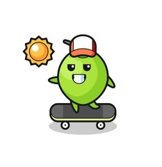 coconut character illustration ride a skateboard