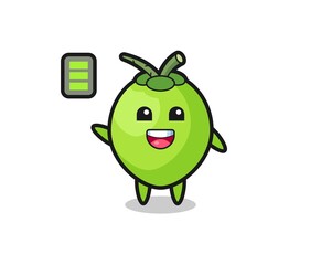coconut mascot character with energetic gesture