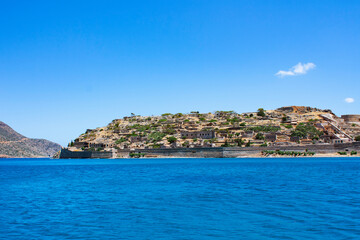 Fototapeta na wymiar Island Spinalonga, view from village Plaka, Crete, Greece