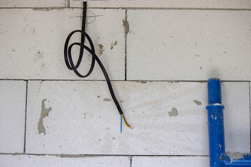 Electrical wiring in the house. Electric cable laying.