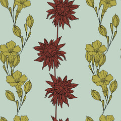 vector illustration seamless pattern ,botanical retro illustration,for wallpaper,home interior,furniture