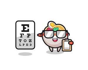 Illustration of noodle bowl mascot as an ophthalmology