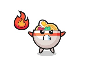 noodle bowl character cartoon with angry gesture