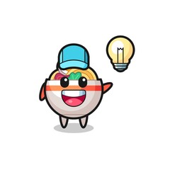 noodle bowl character cartoon getting the idea