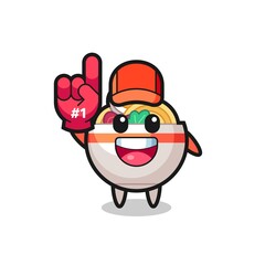 noodle bowl illustration cartoon with number 1 fans glove