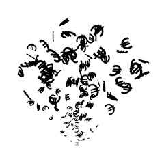 Silhouette of a stream of euro signs isolated on a white background. Vector illustration