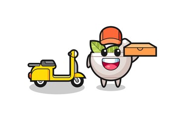 Fototapeta premium Character Illustration of herbal bowl as a pizza deliveryman