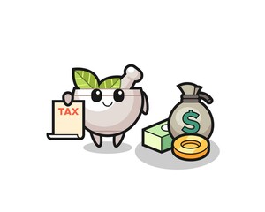 Naklejka premium Character cartoon of herbal bowl as a accountant