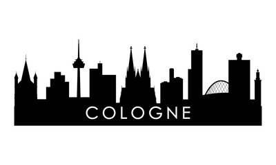 Cologne skyline silhouette. Black Cologne city design isolated on white background. - obrazy, fototapety, plakaty