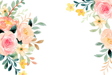 Obraz na płótnie Canvas Spring flower frame background with watercolor