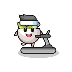 herbal bowl cartoon character walking on the treadmill