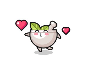 herbal bowl character cartoon with kissing gesture