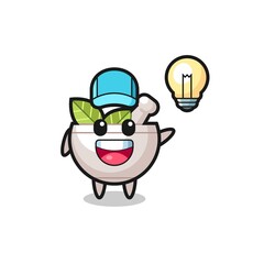 herbal bowl character cartoon getting the idea