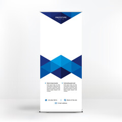 Roll-up advertising banner design, stand for presentations, conferences, seminars, exhibitions, creative geometric background
