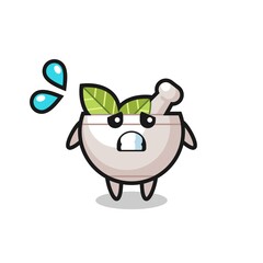 herbal bowl mascot character with afraid gesture