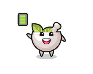 herbal bowl mascot character with energetic gesture