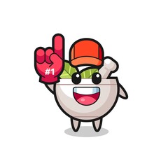herbal bowl illustration cartoon with number 1 fans glove
