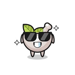 Cartoon mascot of herbal bowl with cool gesture