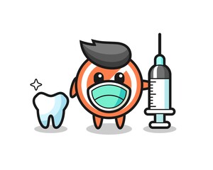 Mascot character of stop sign as a dentist