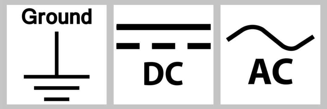 Protective Earth Ground,DC,AC circuit power Symbol Sign