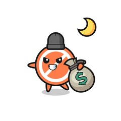 Illustration of stop sign cartoon is stolen the money