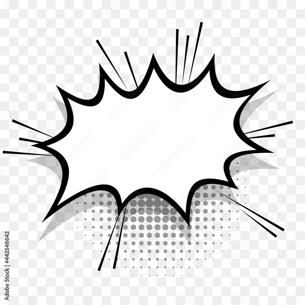 Wall mural comics speech bubble for text pop art design. white empty dialog cloud for text message halftone sha